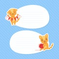 Cute Funny Cats with Blank Banners Set Cartoon Vector Illustration Royalty Free Stock Photo