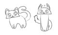 Cute funny cats cartoon vector lineart