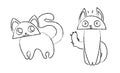 Cute funny cats cartoon vector lineart Royalty Free Stock Photo