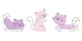 Cute and funny cats doodle vector set. Cartoon cat or kitten characters design collection with flat color in different poses. Royalty Free Stock Photo