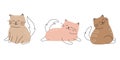 Cute and funny cats doodle vector set. Cartoon cat or kitten characters design collection with flat color in different poses. Royalty Free Stock Photo