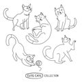 Cute funny cats vector set