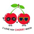 Cute funny cherry character. Vector hand drawn cartoon kawaii character illustration icon. Isolated on white background Royalty Free Stock Photo