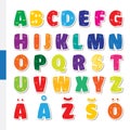 Cute funny childish Finnish alphabet. Vector font illustration Royalty Free Stock Photo