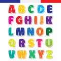 Cute funny childish french alphabet. Vector font illustration Royalty Free Stock Photo