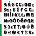 Cute funny childish Hungarian alphabet. Vector font illustration