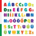 Cute funny childish Hungarian alphabet. Vector font illustration Royalty Free Stock Photo