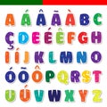 Cute funny childish Portuguese alphabet. Vector font illustration Royalty Free Stock Photo