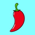 Cute funny chili pepper. Vector hand drawn cartoon kawaii character illustration icon. Isolated on blue background