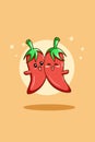 Cute and funny chili cartoon illustration