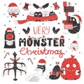 Cute and funny Christmas monsters Royalty Free Stock Photo