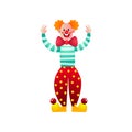 Cute and funny circus clown with red nose and big shoes Royalty Free Stock Photo