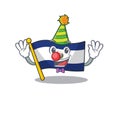 Cute and Funny Clown flag el salvador Scroll cartoon character mascot style
