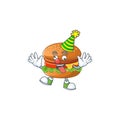 Cute and Funny Clown hamburger presented in cartoon character design concept