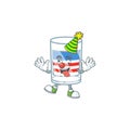 Cute and funny Clown USA stripes glass cartoon character mascot style