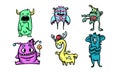 Cute funny colorful fictional monster characters for children vector illustration Royalty Free Stock Photo