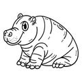 Baby Hippo Isolated Coloring Page for Kids