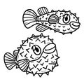 Baby Pufferfish Isolated Coloring Page for Kids