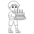 Boy Blowing Happy Birthday Cake Isolated Coloring Royalty Free Stock Photo