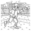 Boy Catching Baseball Coloring Page for Kids Royalty Free Stock Photo