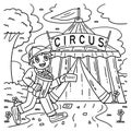 Child in Front of a Circus Tent Coloring Page