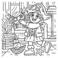 Child with Pirate Crab Toy Coloring Page