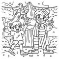 Circus Child and Clown Coloring Page for Kids