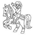 Circus Child on Horse Isolated Coloring Page
