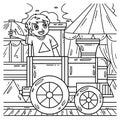 Circus Child in Train Coloring Page for Kids