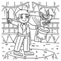 Circus Magician with a Hat and Dove Coloring Page