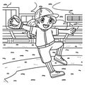 Girl Catching Baseball Coloring Page for Kids