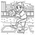 Girl Pitching Baseball Coloring Page for Kids