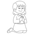 Girl Praying Isolated Coloring Page for Kids Royalty Free Stock Photo