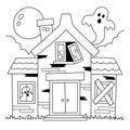 Haunted House Halloween Coloring Page for Kids Royalty Free Stock Photo