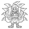 Ninja with Nine Tails Isolated Coloring Page