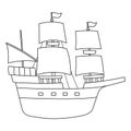 Thanksgiving Pilgrim Boat Isolated Coloring Page Royalty Free Stock Photo