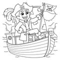 Pirate on a Boat Coloring Page for Kids