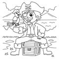 Pirate with Parrot Coloring Page for Kids