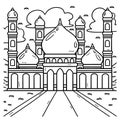 Ramadan Mosque Coloring Page for Kids