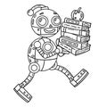 Robot Carrying Books Isolated Coloring Page