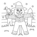 Scarecrow Halloween Coloring Page for Kids