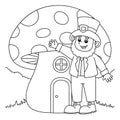 St. Patricks Day Mushroom Coloring Page for Kids Royalty Free Stock Photo