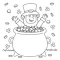 St. Patricks Day Leprechaun Coloring Page for Kids Royalty Free Stock Photo