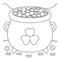 St. Patricks Day Pot Gold Coloring Page for Kids Royalty Free Stock Photo
