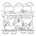 St. Patricks Day 2 Gnomes Coloring Page for Kids Royalty Free Stock Photo