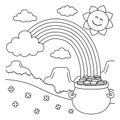 St. Patricks Day Rainbow Coloring Page for Kids Royalty Free Stock Photo