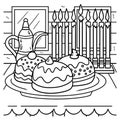 Hanukkah Sufganiyah with Menorah Coloring Page