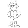 Thanksgiving Pilgrim Boy Isolated Coloring Page Royalty Free Stock Photo