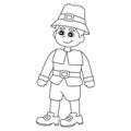 Thanksgiving Pilgrim Boy Isolated Coloring Page Royalty Free Stock Photo