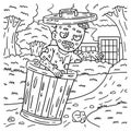 Trash Can Zombie Coloring Pages for Kids